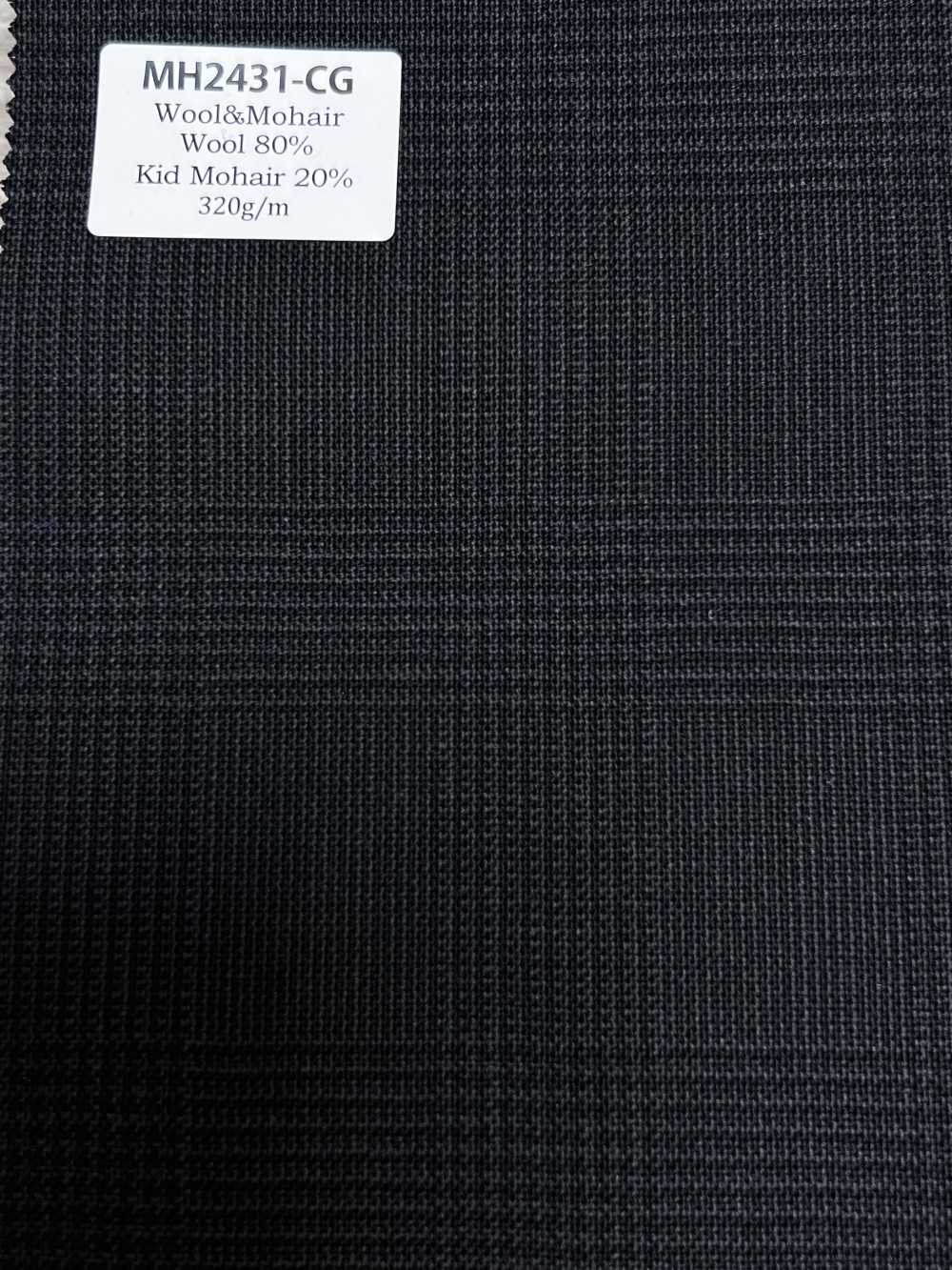 MH2431-CG Vải Len Mohair Worsted Tiêu Chuẩn Sản Xuất Tại Nhật, Kiểu Tonic, Kẻ Caro Màu Xám Than