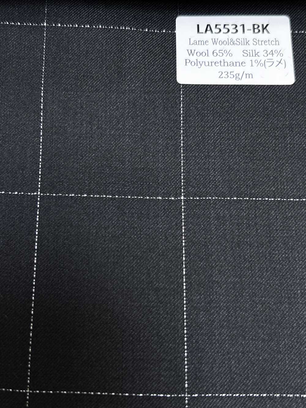 LA5531-BK Mẫu cơ bản nội địa, vải len lụa ánh kim co giãn kẻ caro đen[Vải] Hosoi Shoji Co., Ltd.