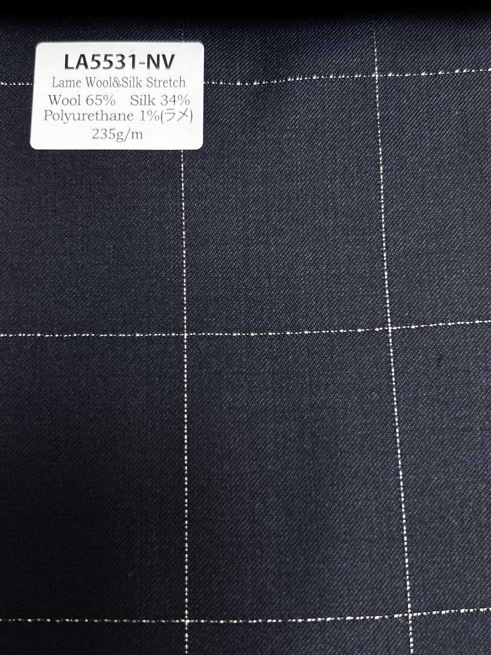 LA5531-NV Dòng cơ bản vải wool lụa kim tuyến co giãn kẻ caro xanh navy sản xuất tại Nhật[Vải] Hosoi Shoji Co., Ltd.