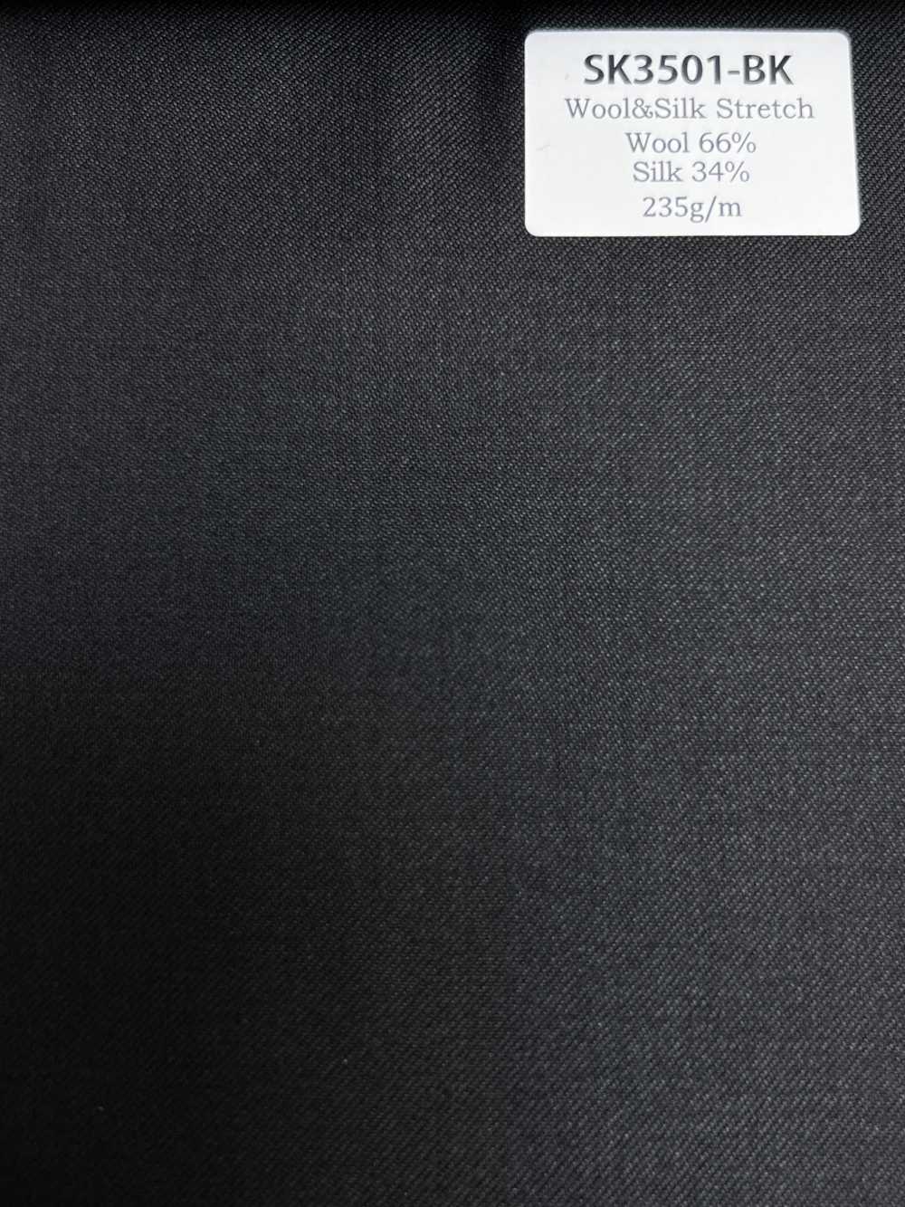 SK3501-BK Mẫu cơ bản, sản xuất tại Nhật Bản, lụa len co giãn, màu đen[Vải] Hosoi Shoji Co., Ltd.