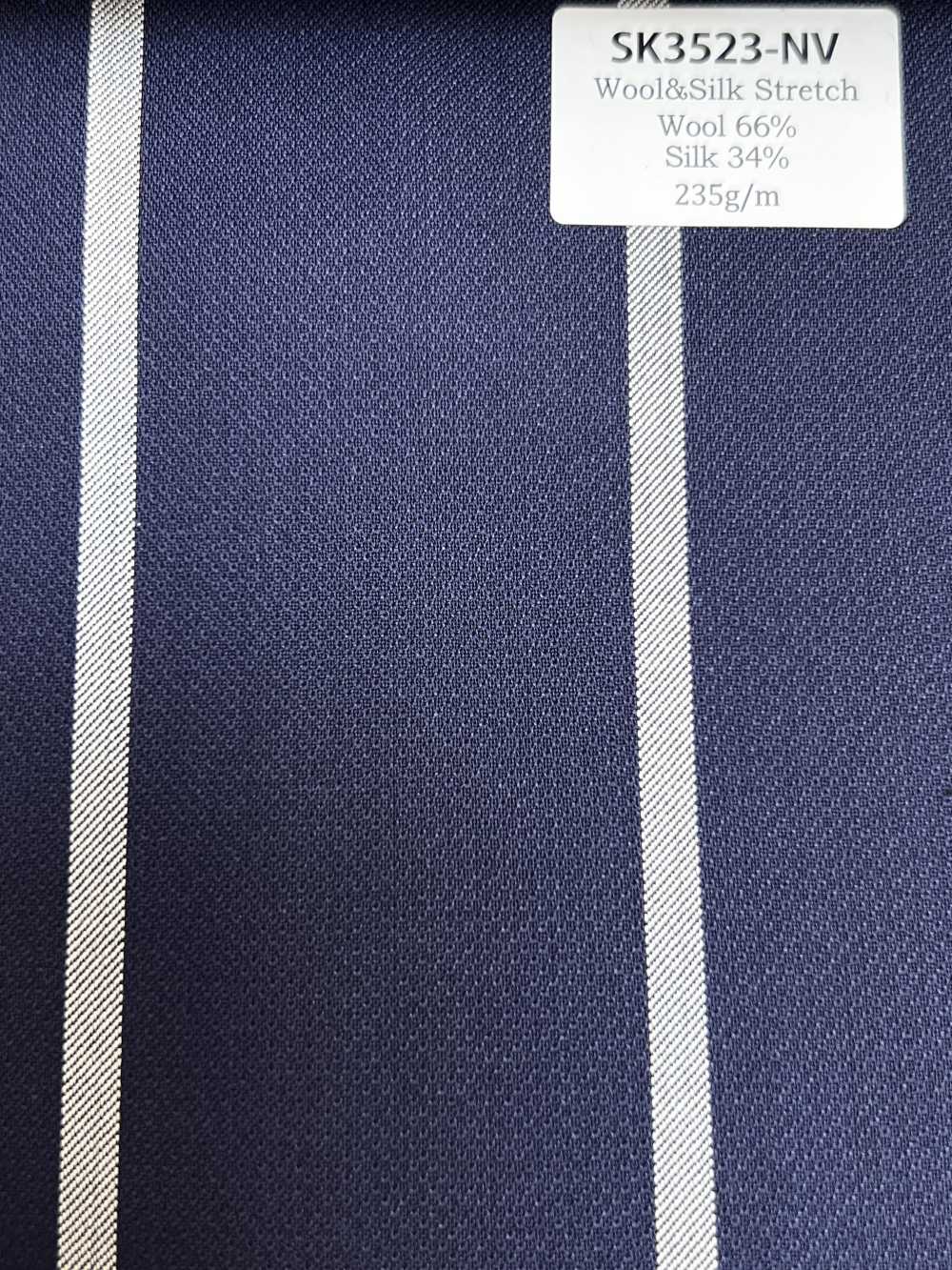 SK3523-NV Mẫu cơ bản hàng nội địa Nhật vải lụa len co giãn kẻ sọc xanh navy[Vải]