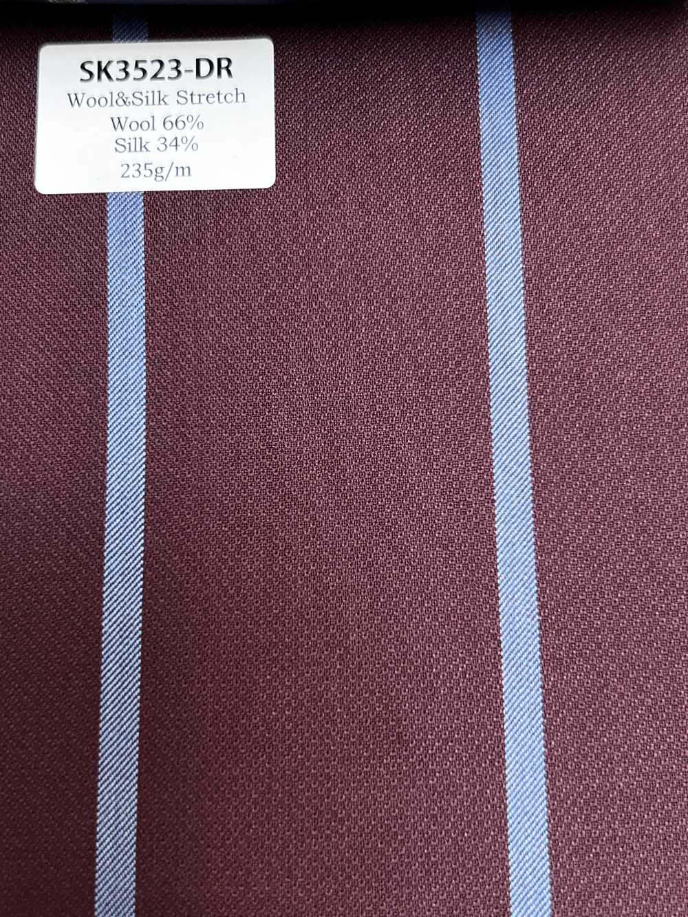 SK3523-DR Mẫu cơ bản vải lụa len co giãn sọc đỏ đậm, sản xuất tại Nhật Bản[Vải]