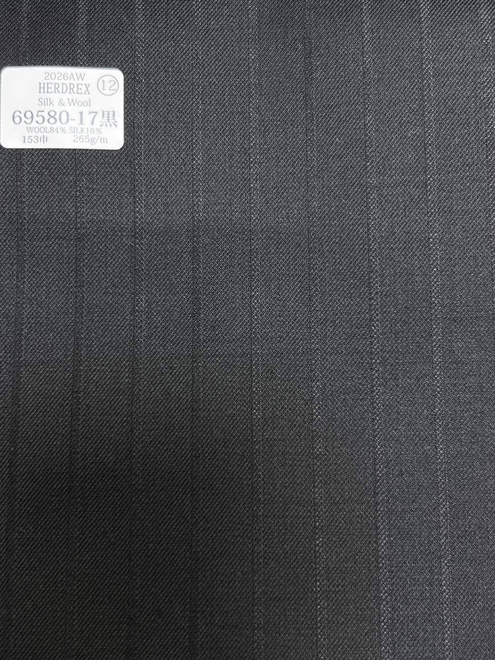 69580-17 26AW HERDREX 【Silk & Wool】 Lụa Và Len Màu đen, Kẻ Sọc Bóng[Vải] Công Ty TNHH Kunishima