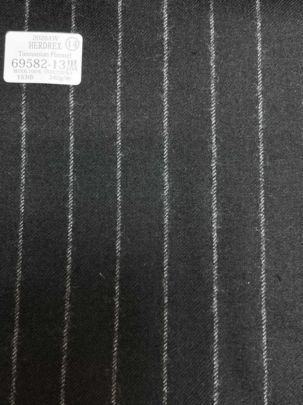 69582-13 26AW HERDREX 【Tasmanian Flannel】 Lụa Và Len Màu đen Kẻ Sọc[Vải] Công Ty TNHH Kunishima