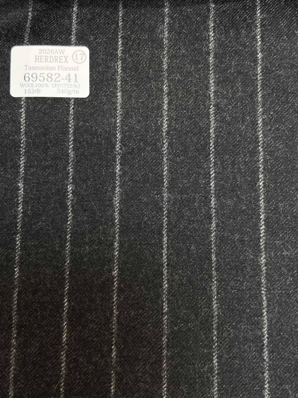 69582-41 26AW HERDREX 【Tasmanian Flannel】 Vải Lụa Và Len Màu Than Kẻ Sọc Công Ty TNHH Kunishima