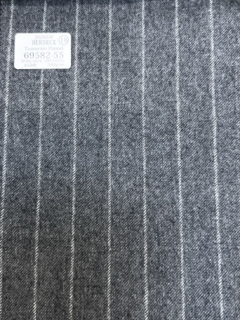 69582-55 26AW HERDREX 【Tasmanian Flannel】 Lụa Và Len Màu Xám Kẻ Sọc[Vải] Công Ty TNHH Kunishima