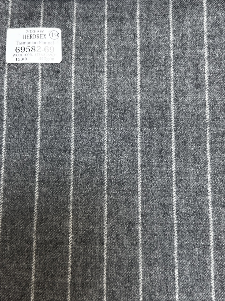 69582-69 26AW HERDREX 【Tasmanian Flannel】 Lụa Và Len, Xám Nhạt, Kẻ Sọc[Vải] Công Ty TNHH Kunishima