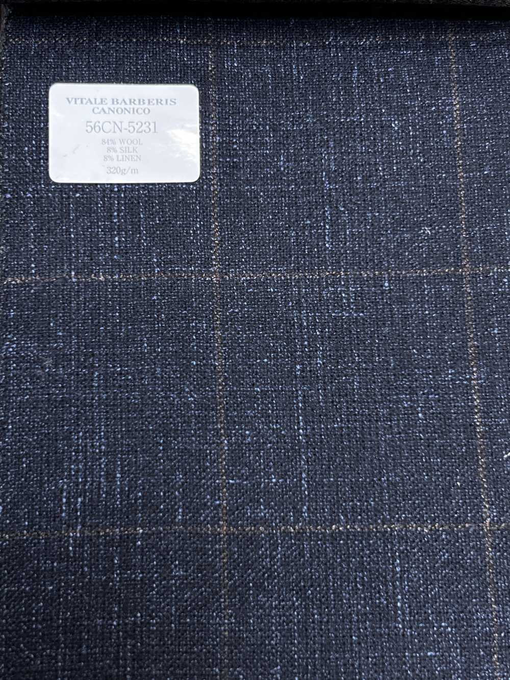 56CN5231 CANONICO Vải may vest cao cấp wool, silk & linen xanh navy/nâu họa tiết ô cửa sổ CANONICO