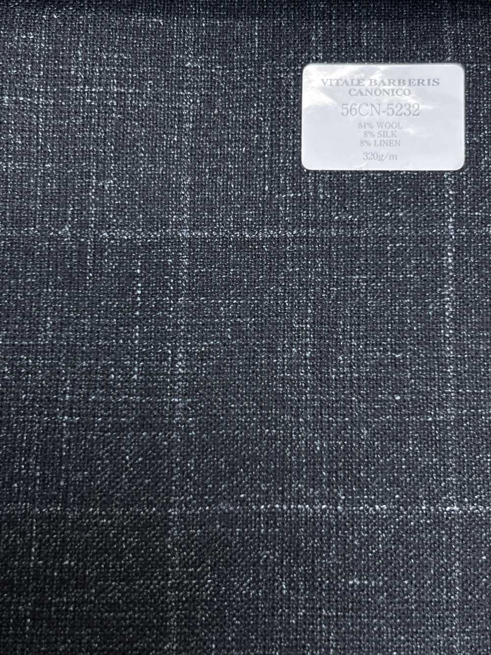56CN5232 CANONICO Vải vest wool, silk & linen cao cấp Xanh lá / trắng ngà kẻ ô cửa sổ CANONICO