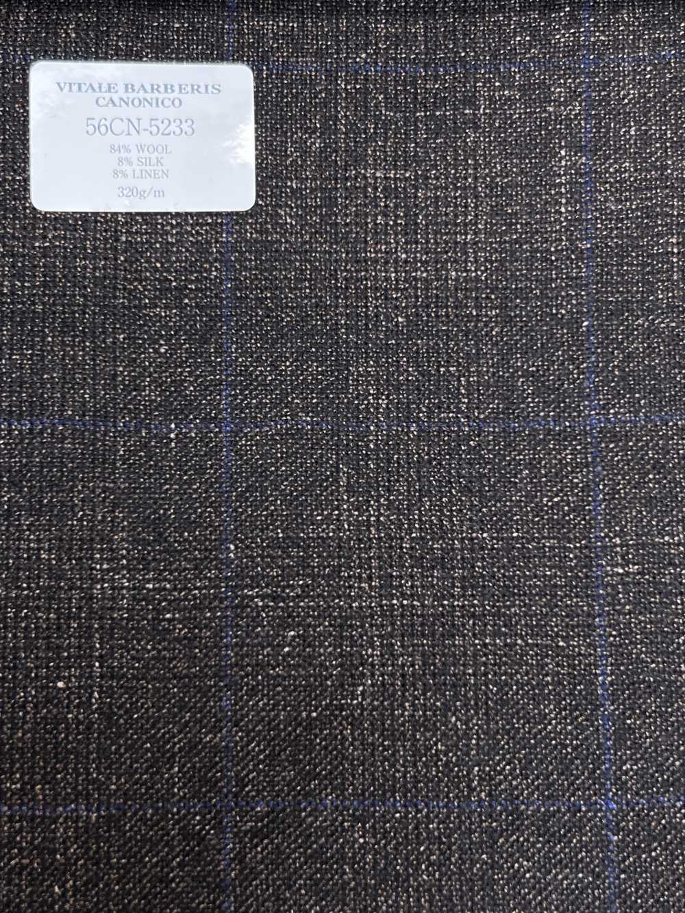 56CN5233 CANONICO Vải may âu phục cao cấp bằng len, lụa & linen Caro cửa sổ nâu/xanh dương CANONICO