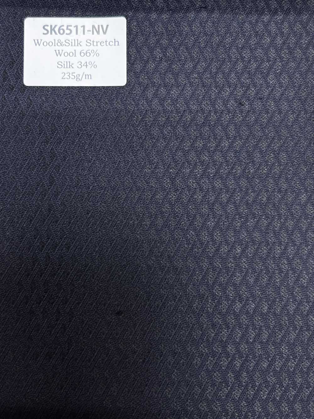 SK6511-NV Hàng nội địa Nhật Bản lụa len co giãn màu xanh navy họa tiết hình thoi[Vải] Hosoi Shoji Co., Ltd.