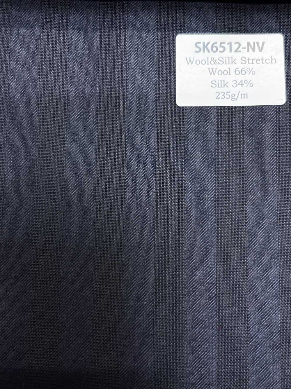 SK6512-NV Hàng nội địa, vải lụa len co giãn màu xanh navy kẻ sọc[Vải] Hosoi Shoji Co., Ltd.