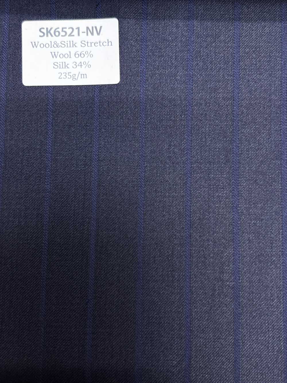 SK6521-NV Lụa len co giãn sản xuất tại Nhật Bản kẻ sọc nâu[Vải] Hosoi Shoji Co., Ltd.