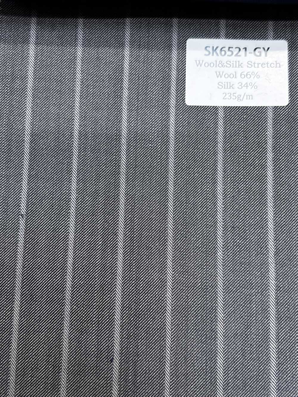 SK6521-GY Lụa len co giãn nội địa, xám kẻ sọc[Vải] Hosoi Shoji Co., Ltd.