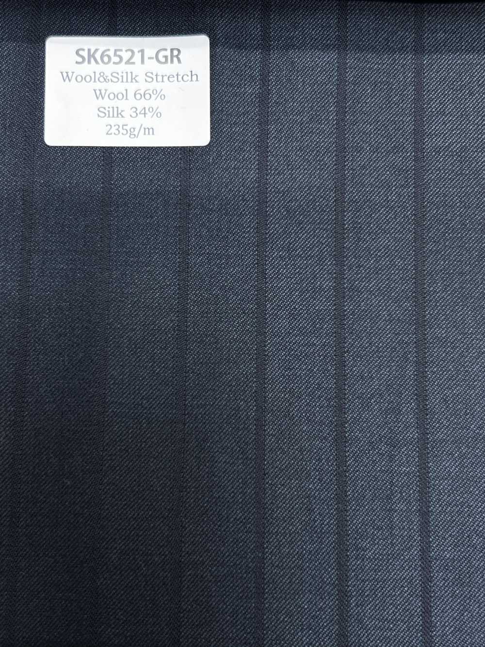 SK6521-GR Nội địa Nhật lụa len co giãn xanh kẻ sọc[Vải] Hosoi Shoji Co., Ltd.