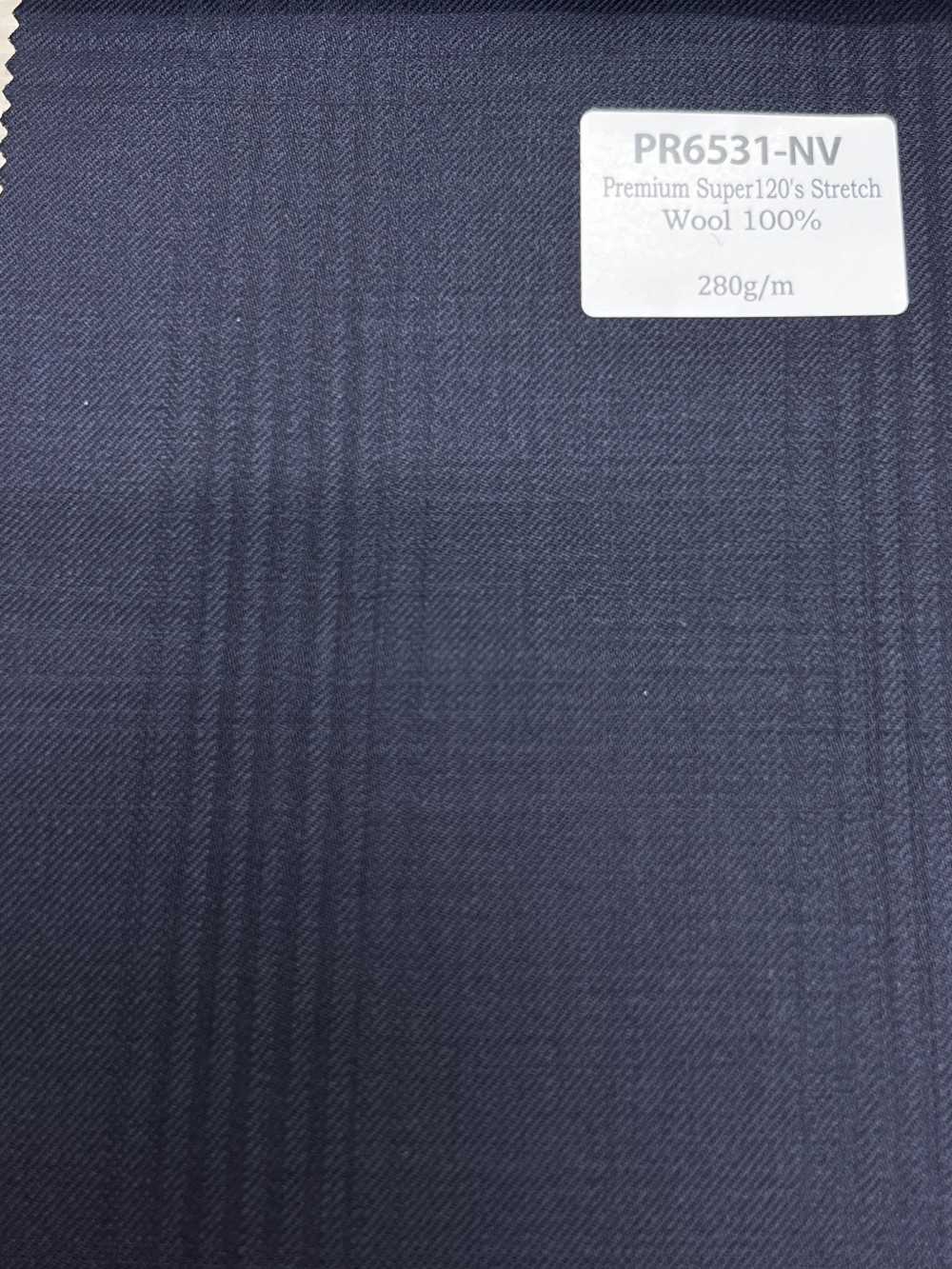 PR6531-NV Tiêu chuẩn  sản xuất tại Nhật Bản Premium Super120' sợi đơn co giãn kẻ sọc xanh navy[Vải] Hosoi Shoji Co., Ltd.