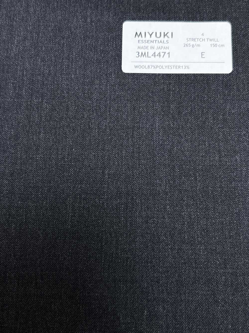 3ML4471 26AW MIYUKI ESSENTIALS STRETCH TWILL xám than vải trơn không hoạ tiết[Vải] Miyuki Keori (Miyuki)
