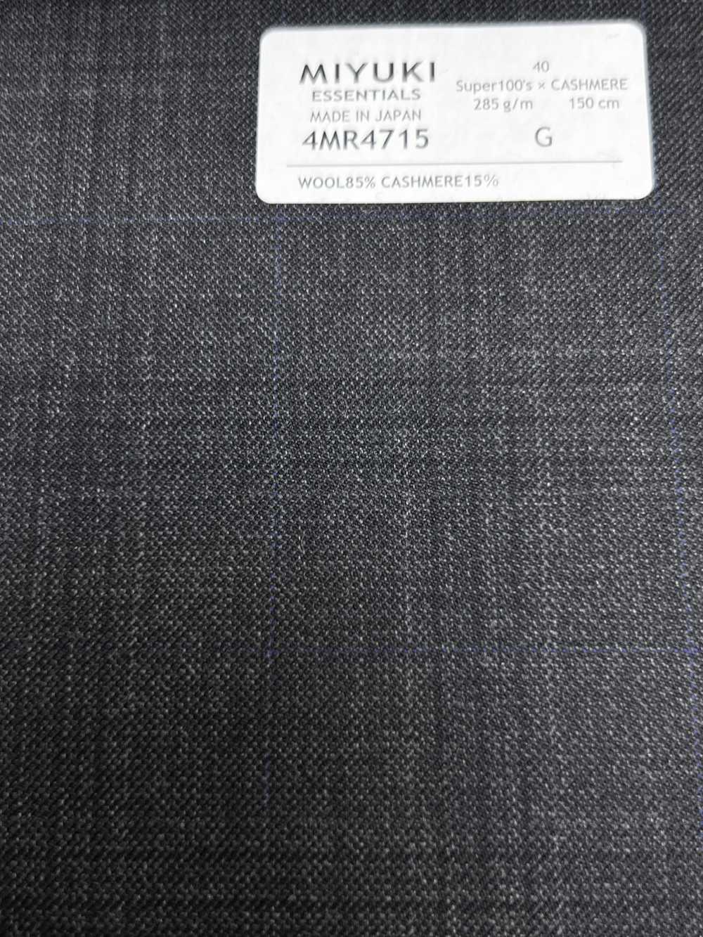 4MR4715 26AW Super100's × cashmere xám than kẻ caro[Vải] Miyuki Keori (Miyuki)