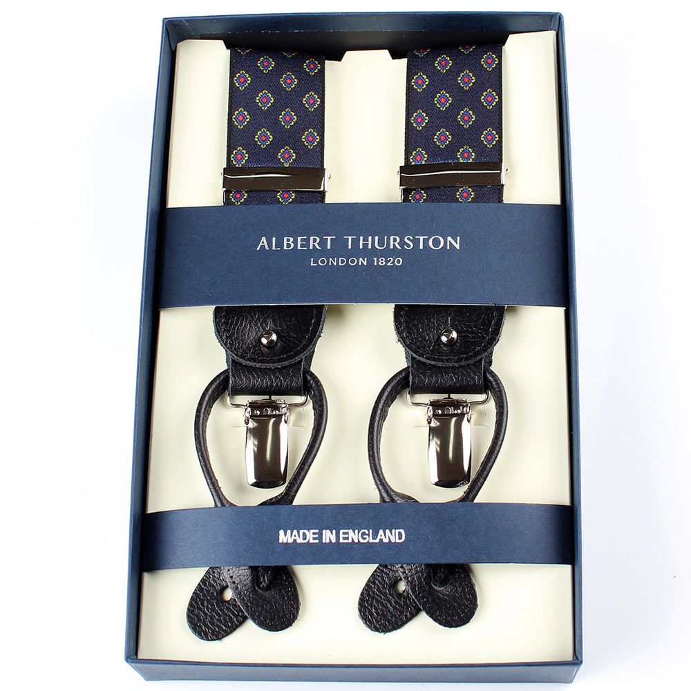 AT-2387-NV Đai quần Albert Thurston họa tiết nhỏ 35MM xanh navy[Phụ kiện trang trọng] ALBERT THURSTON