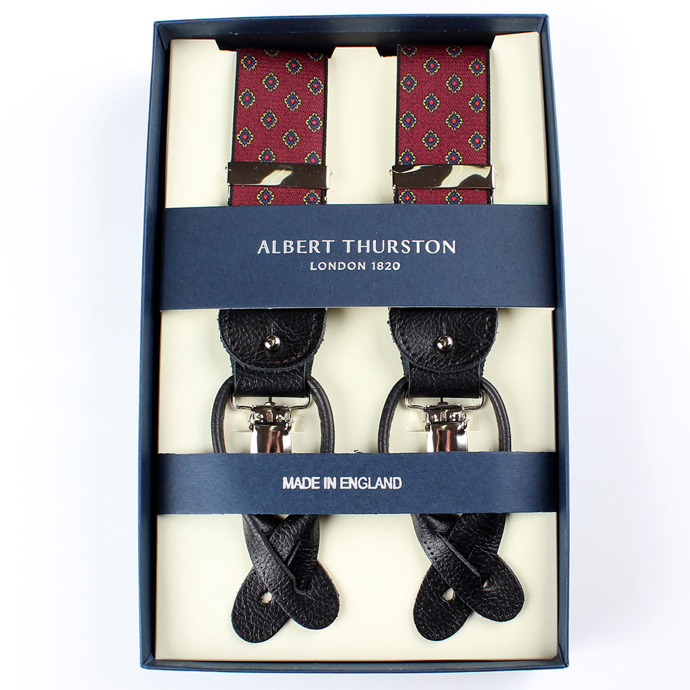 AT-2387-WI Dây đeo quần Albert Thurston họa tiết nhỏ 35MM màu rượu vang[Phụ kiện trang trọng] ALBERT THURSTON