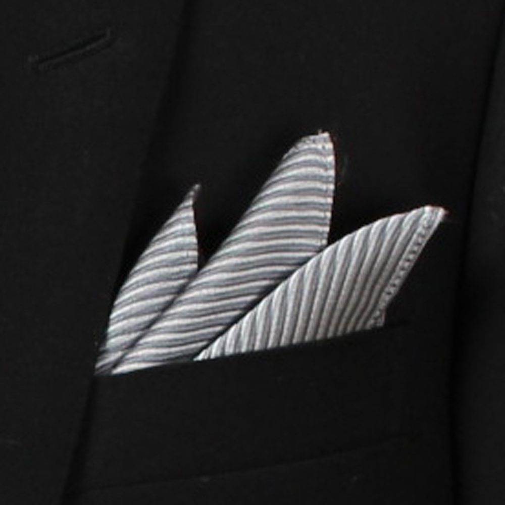 CF-3005 Sản Xuất Tại Nhật Bản Jacquard Khăn Cài Túi Ngực áo Vest Kẻ Sọc Pattern Grey[Lễ Phục Kiện Trang Trọng] Yamamoto(EXCY)