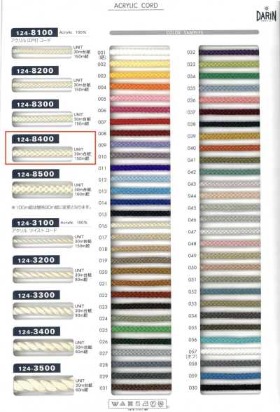 124-8400 Dây Tròn Bện Edo Bằng Acrylic