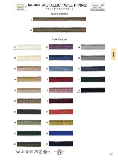 3468 Dây Viền ống Twill ánh Kim