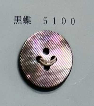 5100 Cúc Vỏ Trai đen Không Viền, 4 Lỗ