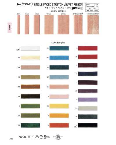 6223-PU Ruy Băng Nhung Velvet Co Giãn Một Mặt