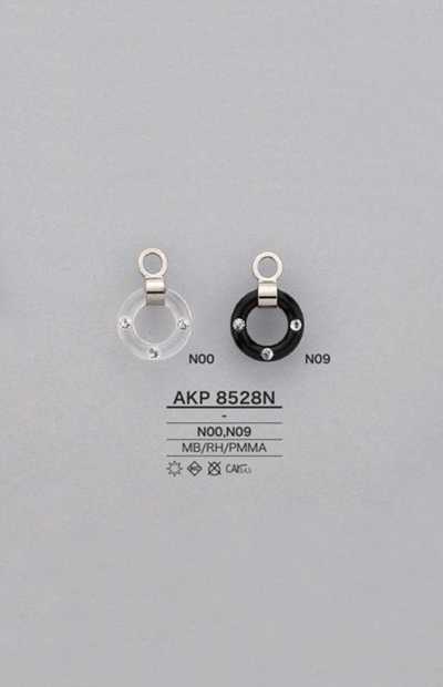AKP8528N Khoen Tròn đính đá Rhinestone, đầu Dây Khoá Kéo (Tay Kéo Phéc Mơ Tuya)