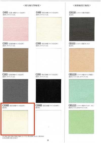 C3500 Vải Rib Cotton 30s Vải Tereko Rộng 55W