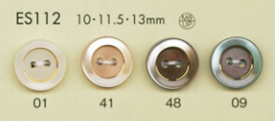 ES112 DAIYA BUTTONS Cúc Polyester Giả Vỏ Trai/sò/xà Cừ Viền Vàng 2 Lỗ