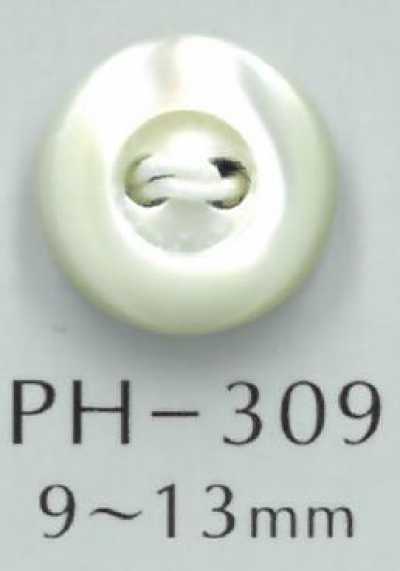 PH309 Cúc Vỏ Trai 2 Lỗ, Mặt Nổi, Có Viền