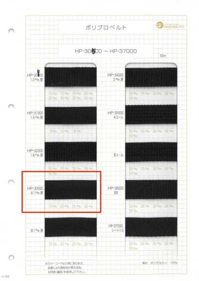 HP33000-A HP33000 A1MM Dày đai Polypropylene