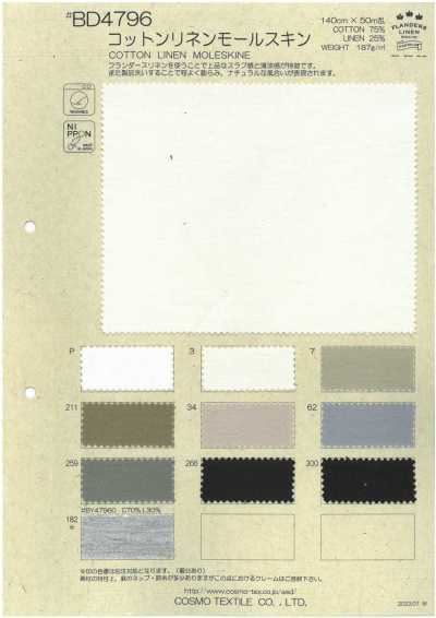 BD4796 Vải Cotton Lanh Moleskin