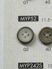 MYP52S Cúc Polyester 4 Lỗ Màu Bạc Trang Nhã DAIYA BUTTON Ảnh phụ