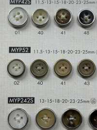 MYP52S Cúc Polyester 4 Lỗ Màu Bạc Trang Nhã DAIYA BUTTON Ảnh phụ