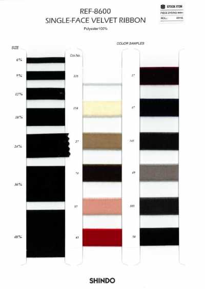REF-8600 Ruy Băng Nhung Velvet Một Mặt