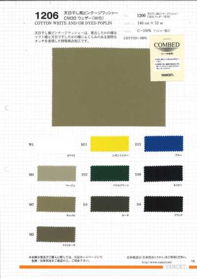 1206 Vải Weather CM30 (Khổ Rộng) Xử Lý Wash Vintage Kiểu Phơi Nắng