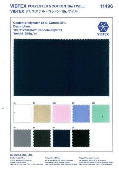 11496 VIBTEX polyester/bông 16s dệt chéo
