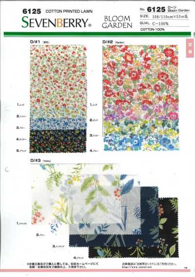 6125 SEVENBERRY® vải cotton lawn 60S Bloom Garden