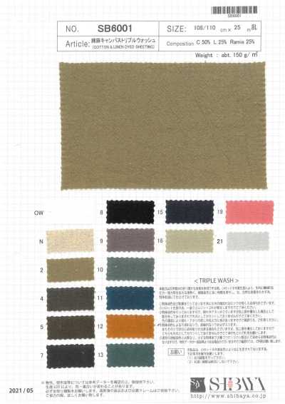SB6001 Vải Bố Canvas Cotton Sợi Gai Giặt Ba Lần