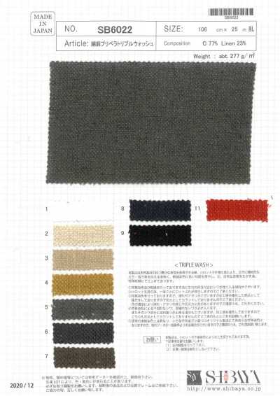 SB6022 Cotton/sợi Gai Pripera Giặt Ba Lần