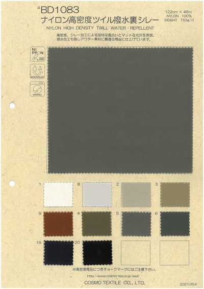 BD1083 Vải Twill Nylon Mật độ Cao Chống Thấm Nước, Mặt Trái Cán Láng