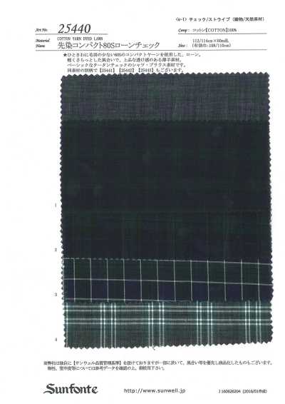 25440 Vải cotton lawn kẻ caro compact 80s nhuộm sợi trước