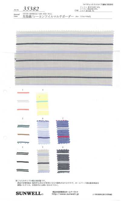 35382 Vải Twill Cotton/rayon Nhuộm Sợi, Kẻ Ngang Nhiều Màu
