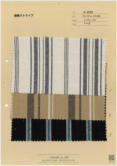 A-8082 Cotton Pha Sợi Gai Kẻ Sọc
