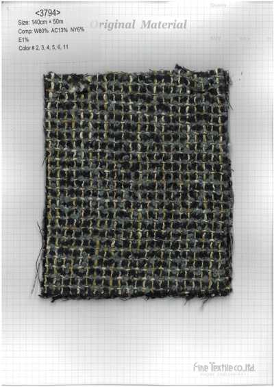 3794 Vải Tweed Vòng Màu Tối