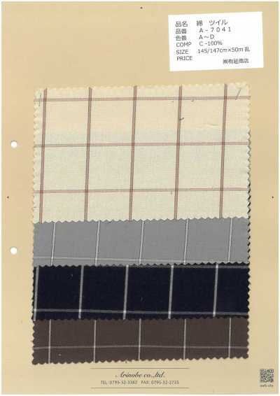 A-7041 Cotton Twill Họa Tiết ô Vuông