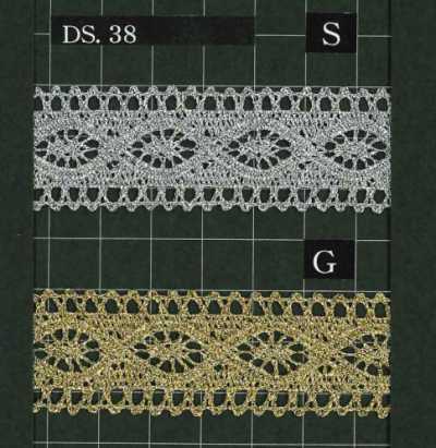 DS38 Đăng Ten Torchon Có ánh Kim Rộng 23mm